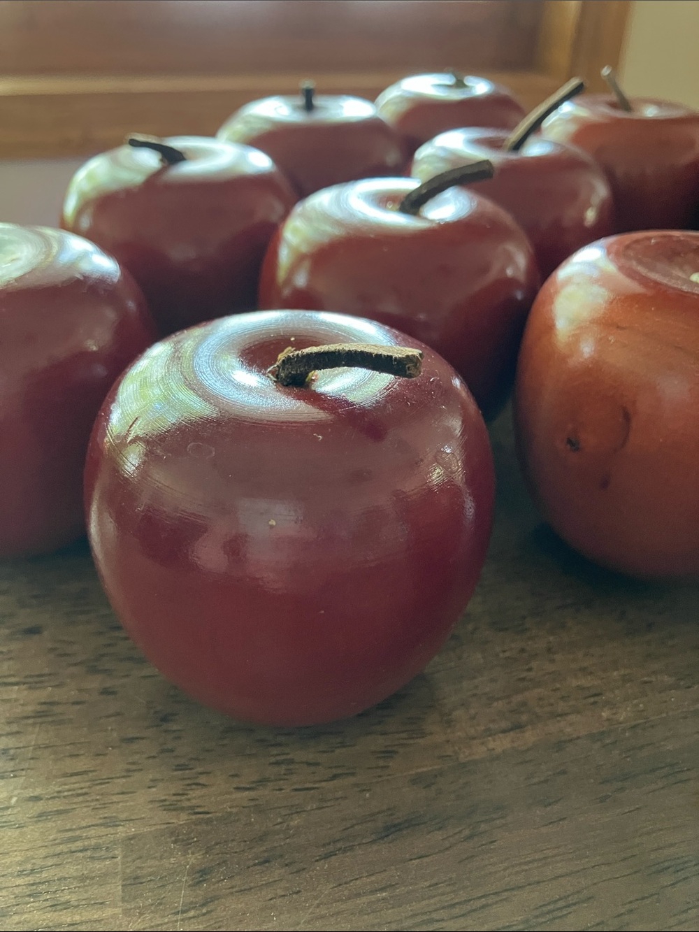 Set of 13 Decorative Red Wooden Apples - Picture 11 of 13